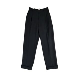 Aritzia Wilfred Dashwood Pant Black High Waist Pleated Cuffed Trouser - Size 4